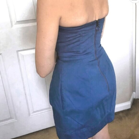 FRENCH CONNECTION- "Breakfast at Tiffany's" Strapless Pleated Dress w Po… - Picture 7 of 13